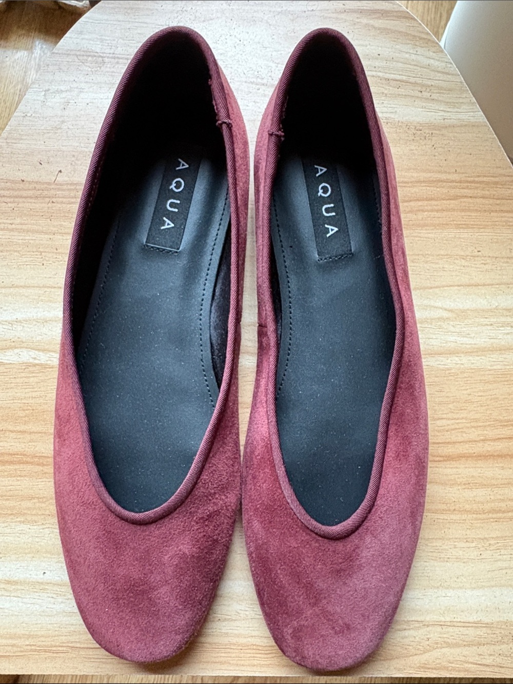 Aqua Burgundy Suede Slip-On Flats